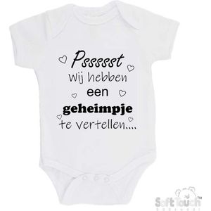 100% katoenen Romper "Pssssst Wij hebben een geheimpje te vertellen...." Zwangerschap Zwangerschapsaankondiging Unisex Katoen Wit/zwart 62/68
