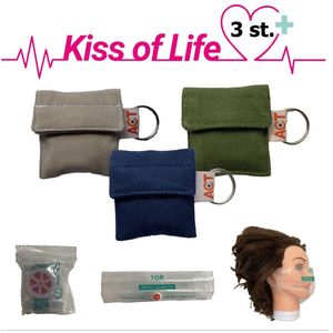 Reanimatiemasker Kiss of Life| Sleutelhanger | Beige - Groen - Blauw | Beademingsmasker | Handgemaakt | € 2,50 per item naar ACT | Steun het GOEDE DOEL! | Circulaire economie | Up-cycling