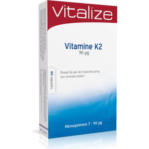 Vitalize Vitamine K2 60 capsules - Draagt bij aan een goed verloop van de bloedstolling - Bevat MK-7 (menaquinone), een biologisch actieve vorm van vitamine K2