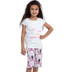 VANILLA -  Goodnight meisjes pyjama  - Pyjamasets - Tweedelig - Egyptisch katoen - Blauw - PJ524 - 6-7 jaar