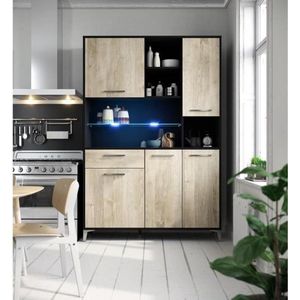 ECO Keuken dressoir met LED L 120 cm - Eik en mat zwart