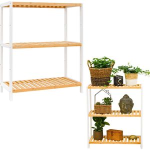 Bamboe Schoenenrek - 60 cm breed - 69x60x26 Houten Plank Badkamer Keuken Hal Schoenenkast