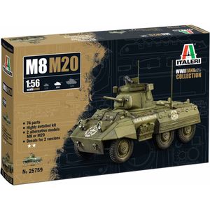 1:56 Italeri 25759 M8/M20 Militair Voertuig - WWII Plastic Modelbouwpakket