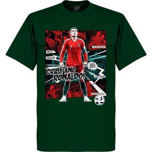 Ronaldo Portugal Comic T-Shirt - Donker Groen - S