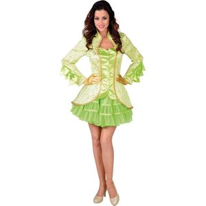 Magic By Freddy's - Middeleeuwen & Renaissance Kostuum - Burlesque Brokaat Jas Met Ruches Groen Vrouw - Groen - XL - Carnavalskleding - Verkleedkleding