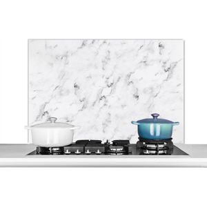 Spatscherm keuken 100x65 cm - Kookplaat achterwand Marmer - Luxe - Wit - Grijs - Marmerlook - Muurbeschermer - Spatwand fornuis - Hoogwaardig aluminium