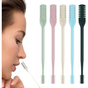 Pack of 5 Double Sided Nose Hair Trimmers - Manual Nose Cutter Rotary Trimmer