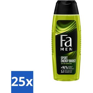 25 x Fa Men - Sport Energy Boost - Doucemiddel - Voor Lichaam, Haar & Gezicht - 250 ml - Huidverzorging - PH-huidneutraal - Dermatologisch Getest