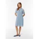COMMA - Jurk - Blauw - Met Onderjurk - Knoopsluiting - Ronde Hals - Knielengte