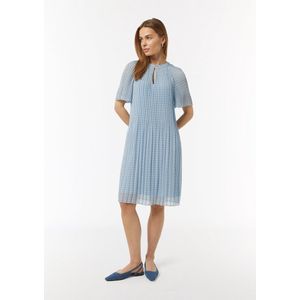 COMMA - Jurk - Blauw - Met Onderjurk - Knoopsluiting - Ronde Hals - Knielengte