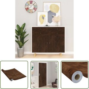The Living Store Meubelfolie Universeel - 500 x 90 cm - Donkereiken - Zelfklevend PVC