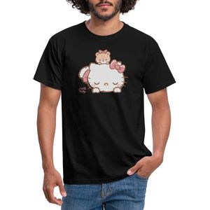 Hello Kitty Met Teddy Op Haar Rug T-Shirt Heren