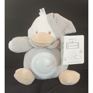 Eend knuffel Grijs- nachtlampje kinderen - Led - batterij - multi color - baby safe 24x25cm