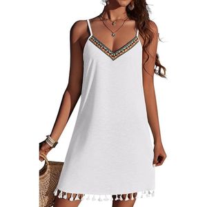 Zomerjurk voor Dames - Korte Strandjurk, V-hals, Mouwloos