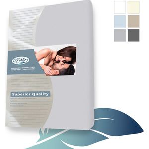 24-Bedding - Dubbel Jersey - Splittopper Hoeslaken - 160 x 220 cm - zilver Grijs - 100% Katoen - Extra Zacht & Elastisch