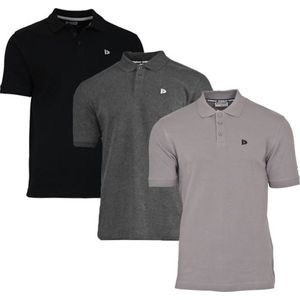 3-Pack Donnay - Polo (Noah) - Sportpolo - Heren - Black/Charcoal/Steel grey (707) - maat M