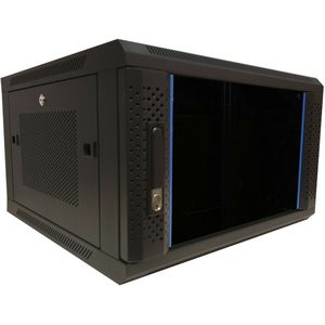 DSIT 6U wandkast met glazen deur - geperforeerde zijpanelen 600x600x368mm (BxDxH) - serverbehuizing - serverrack - serverkast - 19 inch