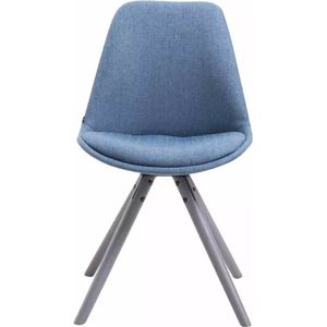In And OutdoorMatch Bezoekersstoel Forest - Eetkamerstoel - Blauwe stof - Grijze Poten - Set van 1 - Zithoogte 48 cm - Deluxe