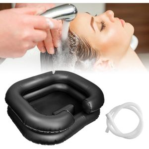 Opblaasbare haarwasbak met afvoerslang voor bedlengen haar - zwart