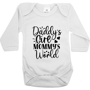 Romper Daddy's girl and mommy's world - Lange mouw wit - Maat 80