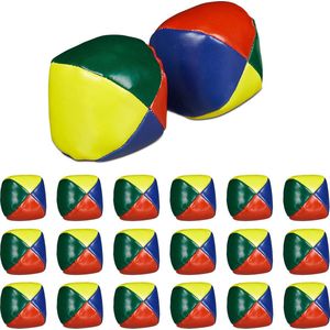 Relaxdays jongleerballen - set van 20 - Ø 6,5 cm - zand - circus jongleer set - beginners