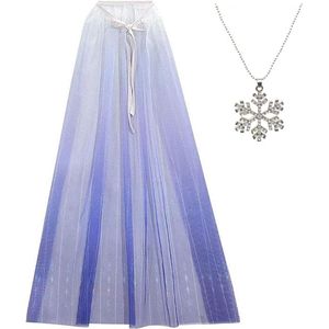 Elsa cape blauw Elsa jurk prinsessen jurk verkleedkleding + ketting sneeuwvlok kinderen