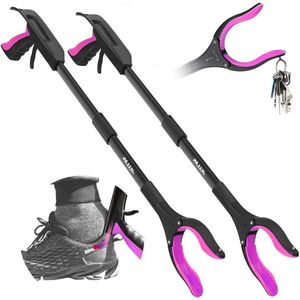Grijparm 2-pack 76 cm grijper schoenlepel grijper gereedschap ouderen binnen buiten vuilnisgrijper - paars