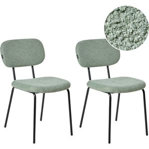 Eetkamerstoel - Groen - Bouclé - Set van Twee