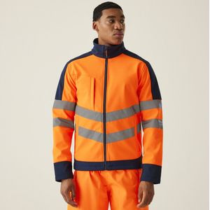 Regatta Pro Hi-Vis Softshell Jacket RG625 - Orange/Navy - XXL