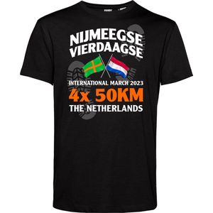 T-shirt Vierdaagse 4x 50 km | Vierdaagse shirt | Wandelvierdaagse Nijmegen | Roze woensdag | Zwart | maat 4XL