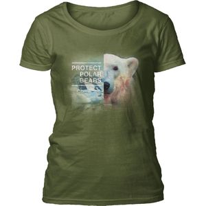 Ladies T-shirt Protect Polar Bear Green S