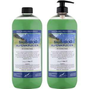 Shampoo Alpenkruiden - 1 liter (transparant) - 2 Stuks - met pomp - Voordeelverpakking - Haarverzorging