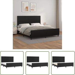 The Living Store Bedframe - Bedframe - 203 x 186 x 118/128 cm - Kunstleer - Zwart