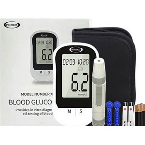 Peridux® - Glucosemeter - Startpakket - Inclusief GRATIS 50 Teststrips & 50 Lancettes - Bloedsuikermeter - Diabetes meter - Bloed Glucosemeter - Met Opbergtasje - Diabetes test - Glucosetesten - Glucose Revolutie - mmol/l - mg/dl