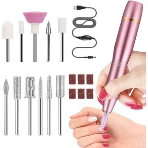 Elektrische Nagelvijl - Nagelfrees - Manicure en Pedicure set - 11 Boortjes en 6 Slijpbanden - 20.000RPM - Roze