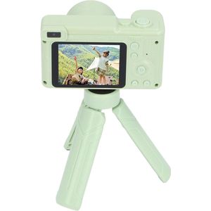 Digitale camera - Autofocus vlogcamera met statief, 2,4 inch scherm, 8x zoom, hoge definitie, dubbele lens voor en achter, reiscamera met invullicht voor fotografie (groen)