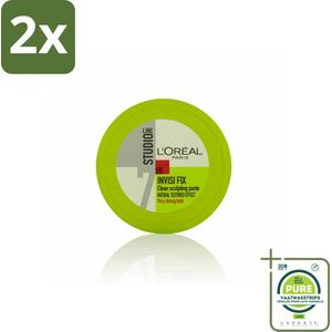 L'Oréal Studio Line Invisi Fix Clean Sculpting Paste 75 ml - Voordeelverpakking - 2 stuks - Haarstyling - Gel-pasta