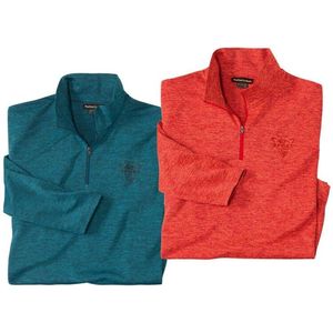 ATLAS FOR MEN - Set van 2 lichte sweaters met rits Sport - Heren - Verkrijgbaar in grote maten - L