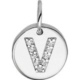 The Jewelry Collection Bedel Letter V Zirkonia - Zilver