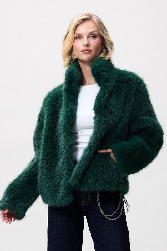 Catwalk Junkie - FUR JACKET - Winterjas - Donkergroen