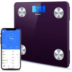 Bluetooth-Lichaamsvet Weegschaal - Digitale Personenweegschaal iOS Android-App - Draadloze Lichaamssamenstellingsmonitor voor Lichaamsgewicht - Lichaamsvet - BMI - Water - Spiermassa - Bot - Zwart