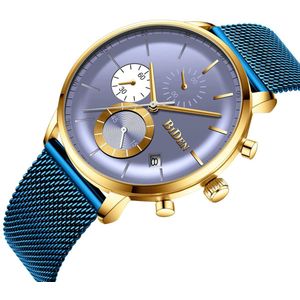 BiDen - Unisex Horloge - Blauw/Paars/Goud - 41mm (Productvideo)