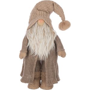 J-Line figuur Kerstman Winter - polyresin - wit/taupe