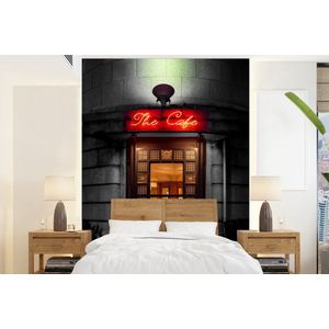 Deur - Café - Rood - Architectuur - Neonlicht - Behangpapier