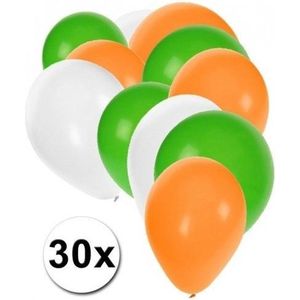 30x ballonnen groen wit oranje