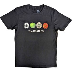 The Beatles - Apple & Drums Heren T-shirt - M - Zwart