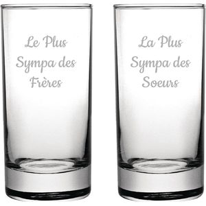Longdrinkglas gegraveerd - 28,5cl - Le Plus Sympa des Frères & La Plus Sympa des Soeurs