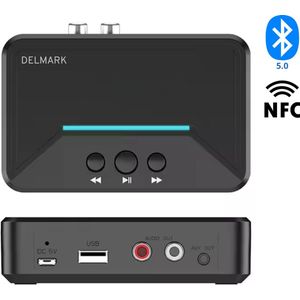 Delmark - Bluetooth Ontvanger - BT 5.0 Receiver - HiFi Stereo Adapter - 3.5mm AUX jack en RCA uitgang