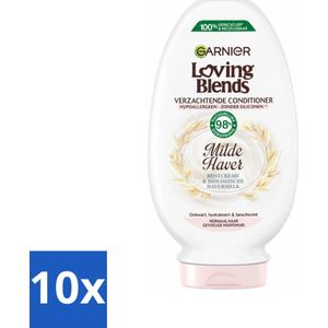 10 x Garnier Loving Blends Milde Haver Conditioner 250 ml - Conditioner Milde Haver - Hypoallergene Conditioner - Gevoelige Hoofdhuid - Normaal Haar - Rijstcrème