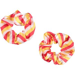 Apollo - Feest schrunchie - 2 stuks - rood-wit-geel - Oeteldonk - Oeteldonk armband - Carnaval accessoires - Carnaval - Feestkleding